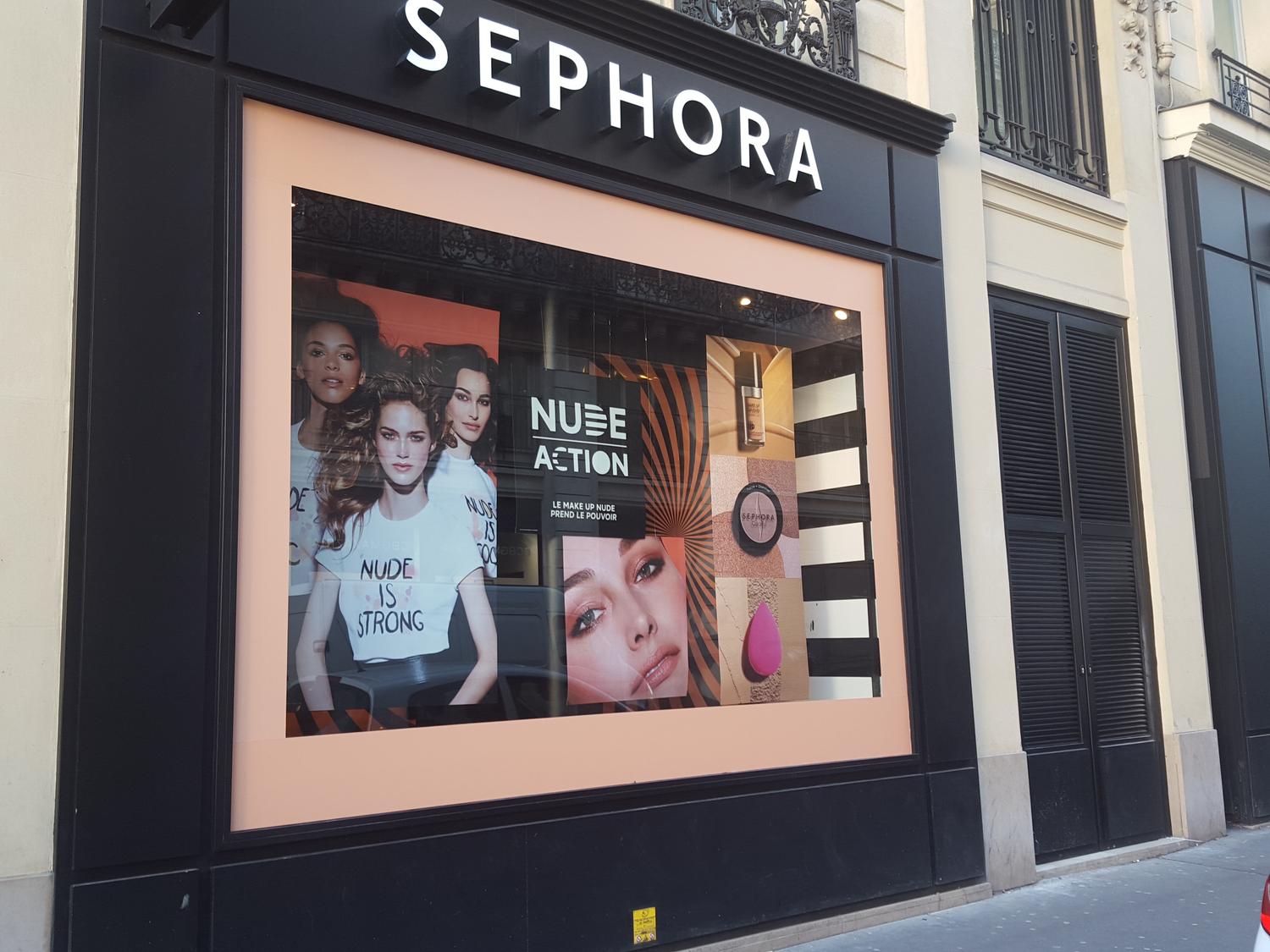 Sephora Nude Action Window Display