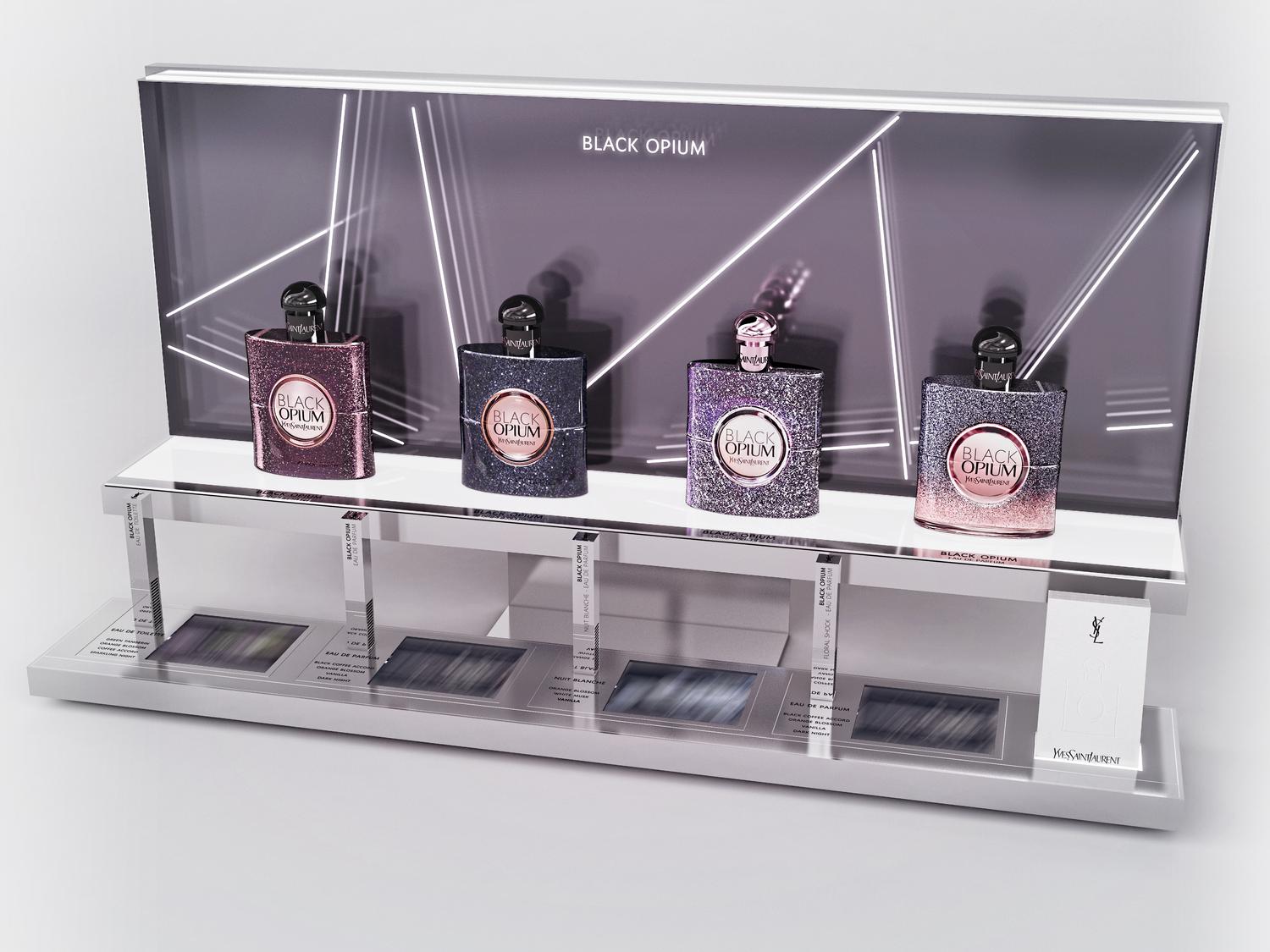 Estantería de Demostración de Perfumes Yves Saint Laurent Black Opium